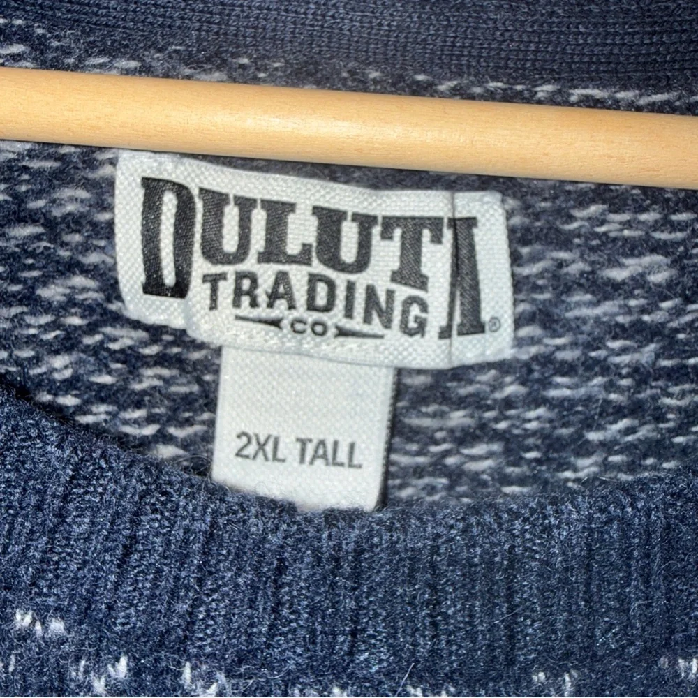 Duluth Trading Co Navy White Speck‎ Lambswool Crew Neck Sweater Men’s 2xlt